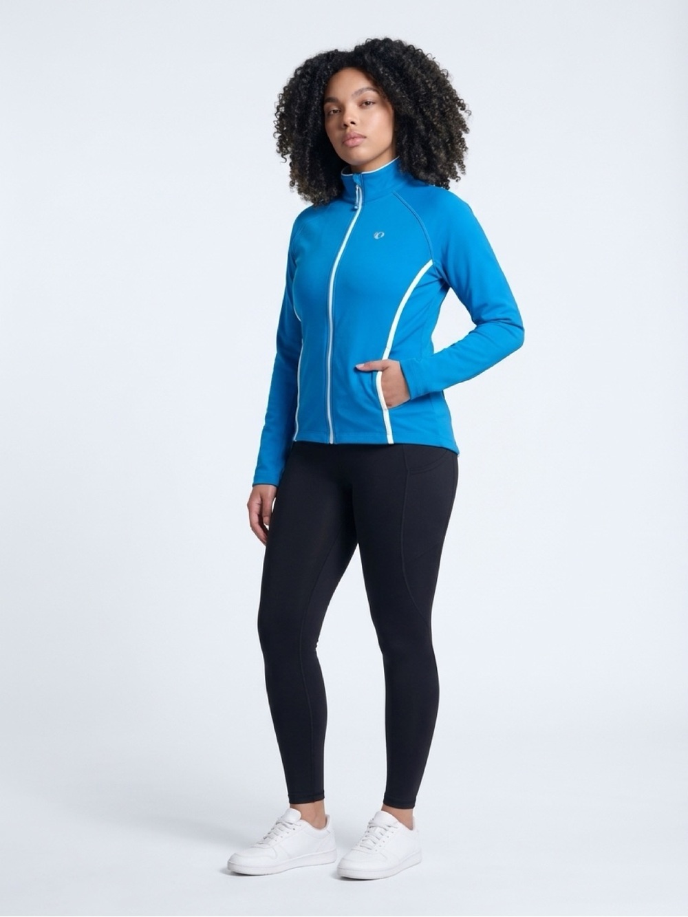Pearl Izumi Women’s Bright Blue Full-Zip Utility Jacket with White Trim Large